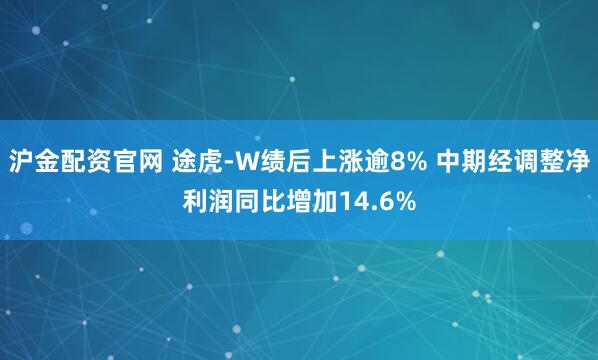 沪金配资官网 途虎-W绩后上涨逾8% 中期经调整净利润同比增加14.6%